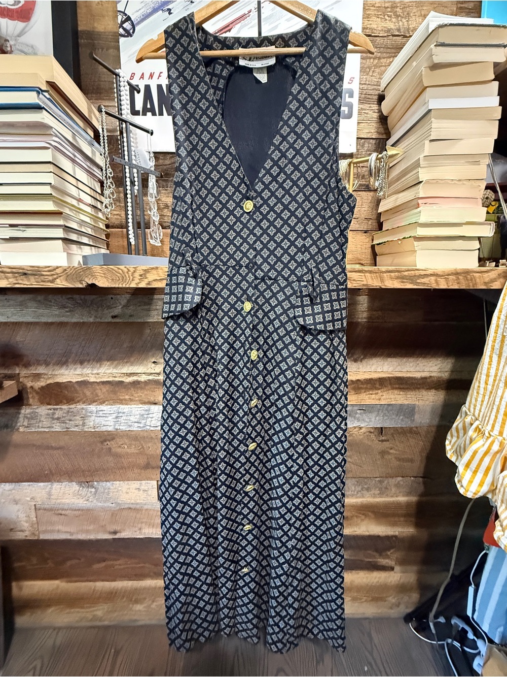 Vintage 90s Maxi Dress with Geometric Pattern - Cottagecore Boho